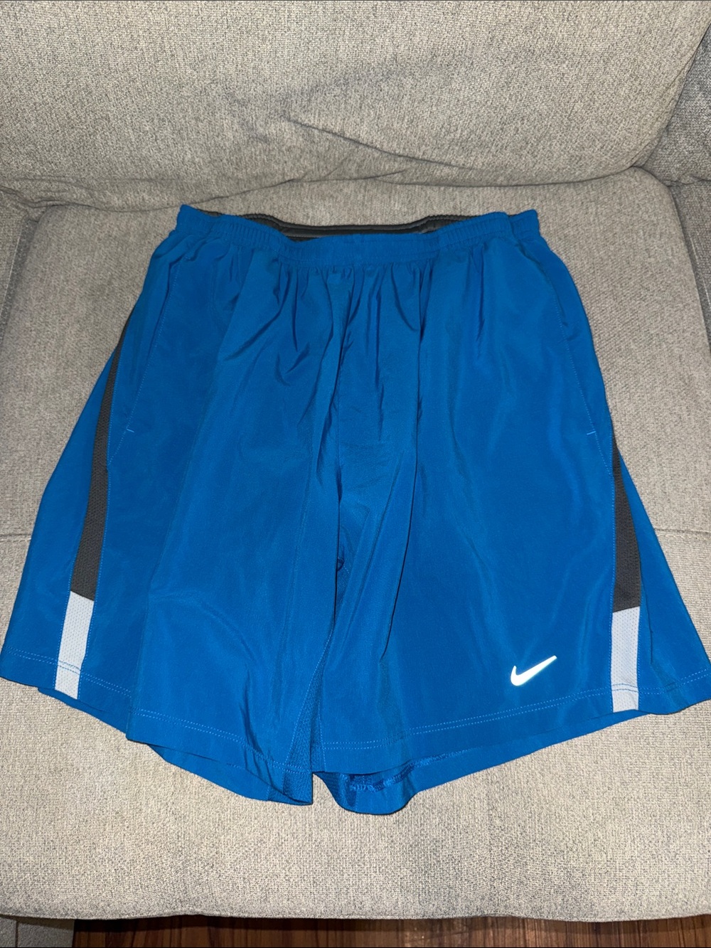 Nike Men's Royal Blue Athletic Shorts with White Swoosh